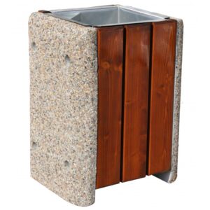 Kosz uliczny betonowy z listwami drewnianymi 60 litrów