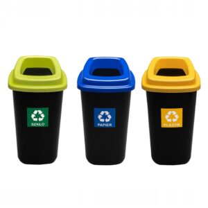 Kosz SORTBIN 45 litrów – ZESTAW 3 KOSZY do segregacji śmieci odpadów 3x45l (pokrywa z otworem) KOLOROWY