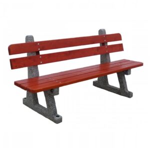 Parkowa betonowa ławka z drewnianym siedziskiem - ogrodowa, uliczna