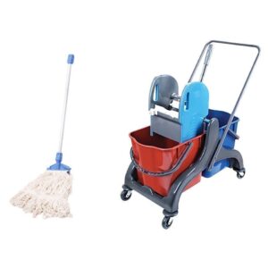 Zestaw sprzątający SATURN: Wózek 2x20l + mop sznurkowy