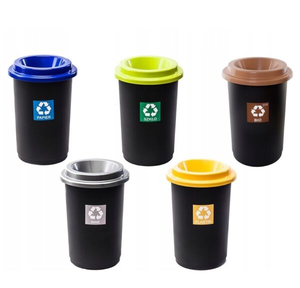 Kosz ECOBIN 50 litrów – ZESTAW 5 KOSZY do segregacji śmieci odpadów 5x50l