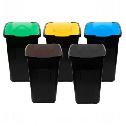 Zestaw koszy SORTA do segregacji śmieci 5X50L PLASTIK PAPIER SZKŁO INNE BIO