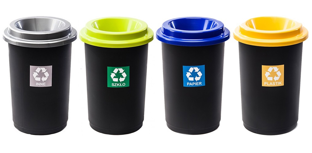 Kosz ECOBIN 50 litrów – ZESTAW 4 KOSZY do segregacji śmieci odpadów 4x50l