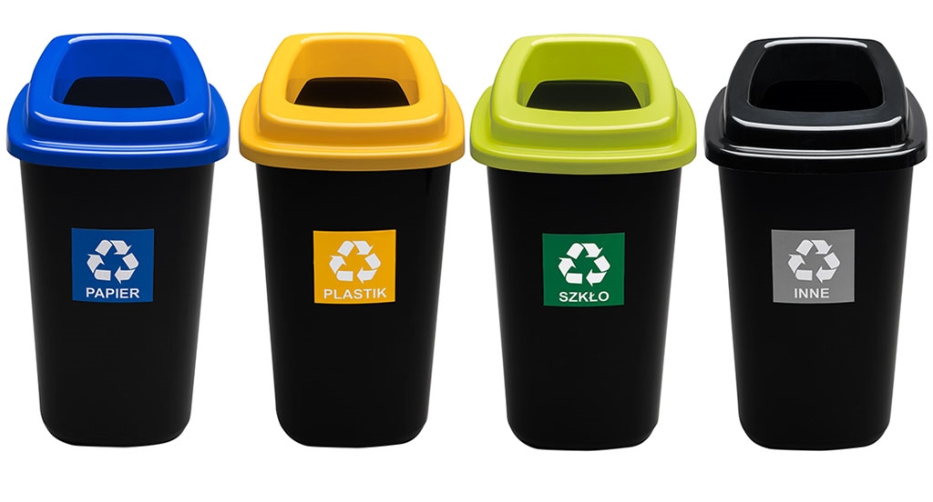 Kosz SORTBIN 28 litrów – ZESTAW 4 KOSZY do segregacji śmieci odpadów 4x28l (pokrywa z otworem) KOLOROWY