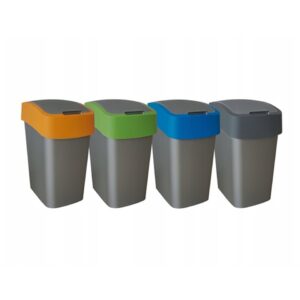 Kosz FLIP BIN CURVER 10 litrów - ZESTAW 4 koszy do segregacji odpadów i śmieci - 4x10 litrów