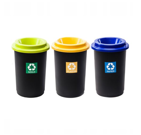 Kosz ECOBIN 50 litrów – ZESTAW 3 KOSZY do segregacji śmieci odpadów 3x50l