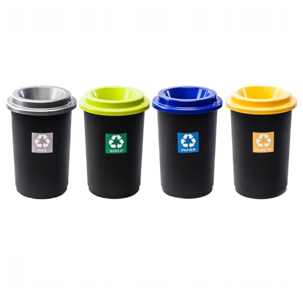 Kosz ECOBIN 50 litrów – ZESTAW 4 KOSZY do segregacji śmieci odpadów 4x50l