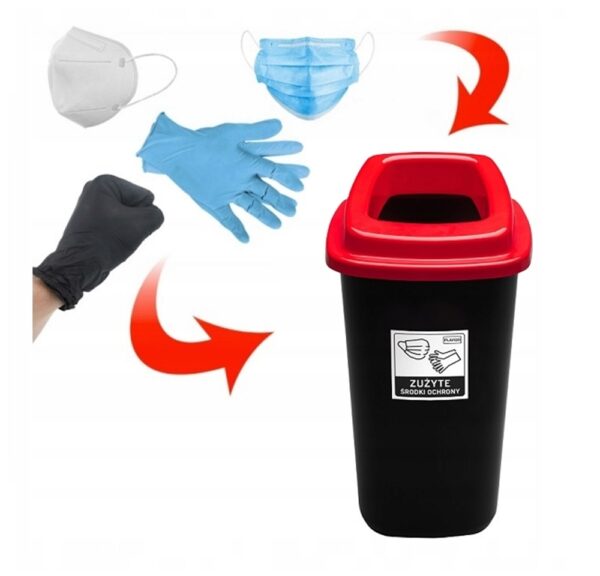 KOSZ na zużyte rękawiczki maseczki odpady 45 litrów