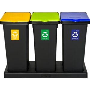 Zestaw Flap Bin 3x75 L + PODSTAWA Plastik Szkło Papier