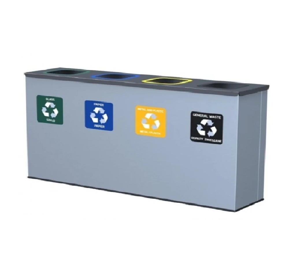 Stacja Segregacji Odpadów 4x12L EKO STATION | PAPIER PLASTIK SZKŁO ZMIESZANE