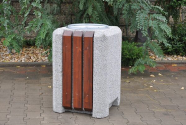Kosz betonowy z elementami drewna  40l - obrazek 2
