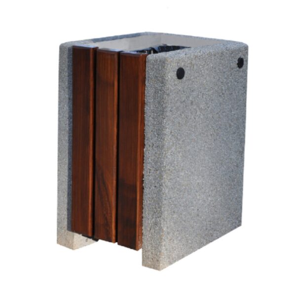 Kosz betonowy z elementami drewna  50 l