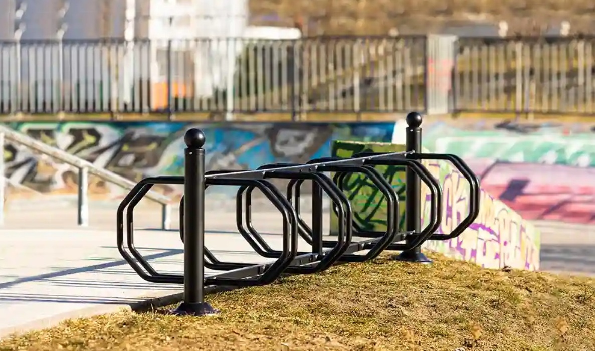 Stojak rowerowy na 10 rowerów czarny prosty - obrazek 2