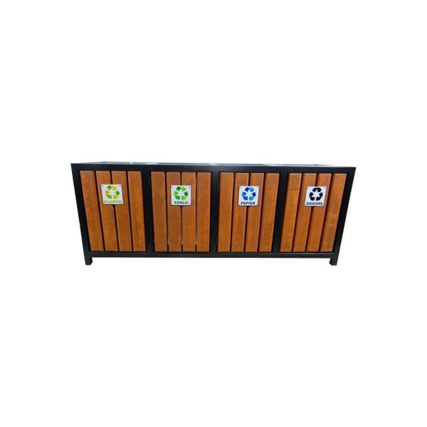 Kosz stalowo drewniany uliczny parkowy ZOZA 1 4x45L - obrazek 5