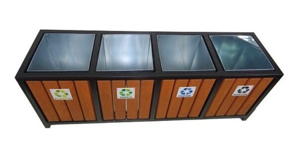 Kosz stalowo drewniany uliczny parkowy ZOZA 1 4x45L - obrazek 4