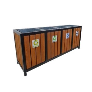 Kosz stalowo drewniany uliczny parkowy ZOZA 1 4x45L
