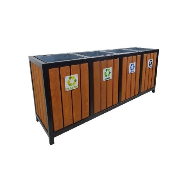 Kosz stalowo drewniany uliczny parkowy ZOZA 1 4x45L
