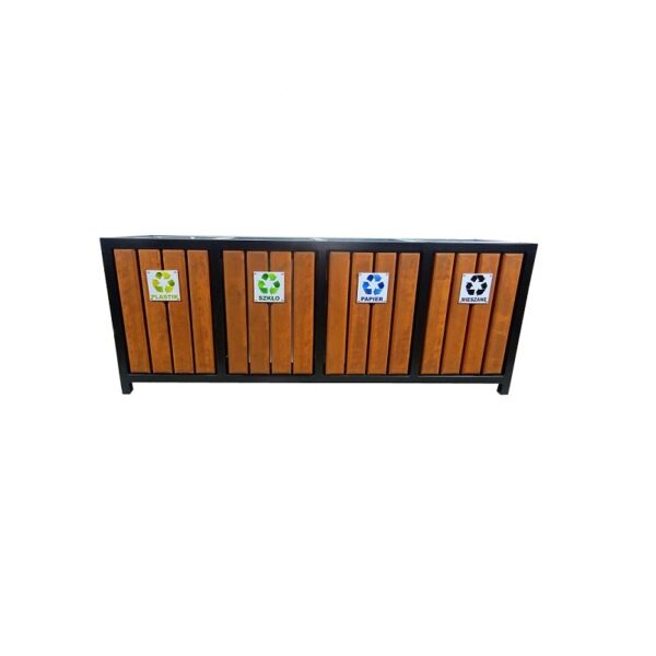 Kosz stalowo drewniany uliczny parkowy ZOZA 1 4x70L - obrazek 7