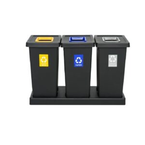 Zestaw koszy FITBIN 3X53L do segregacji PAPIER PLASTIK ZMIESZANE | PODSTAWA