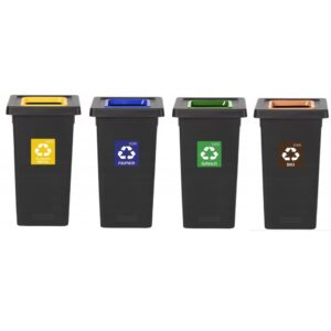 Zestaw koszy FITBIN 4X72L do segregacji PAPIER PLASTIK SZKŁO BIO