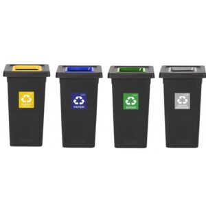 Zestaw koszy FITBIN 4X72L do segregacji PAPIER PLASTIK SZKŁO ZMIESZANE