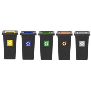 Zestaw koszy FITBIN 5X72L do segregacji PAPIER PLASTIK SZKŁO INNE BIO