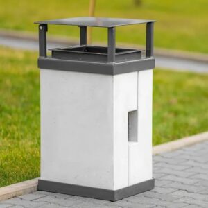 Uliczny parkowy kwadratowy betonowy kosz RIMA z daszkiem 40 litrów