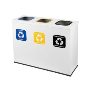 Trójkomorowa Stacja Segregacji Odpadów 3x60L EKO STATION BIAŁA PAPIER PLASTIK ZMIESZANE