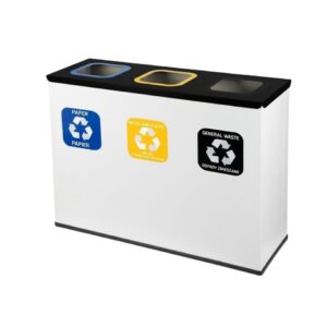 Trójkomorowa Stacja Segregacji Odpadów 3x60L EKO STATION BIAŁA/CZARNA PAPIER PLASTIK ZMIESZANE