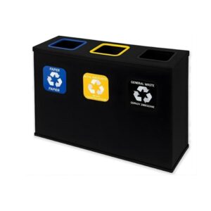 Trójkomorowa Stacja Segregacji Odpadów 3x60L EKO STATION CZARNA PAPIER PLASTIK ZMIESZANE
