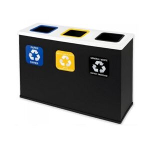 Trójkomorowa Stacja Segregacji Odpadów 3x60L EKO STATION CZARNA/BIAŁA PAPIER PLASTIK ZMIESZANE