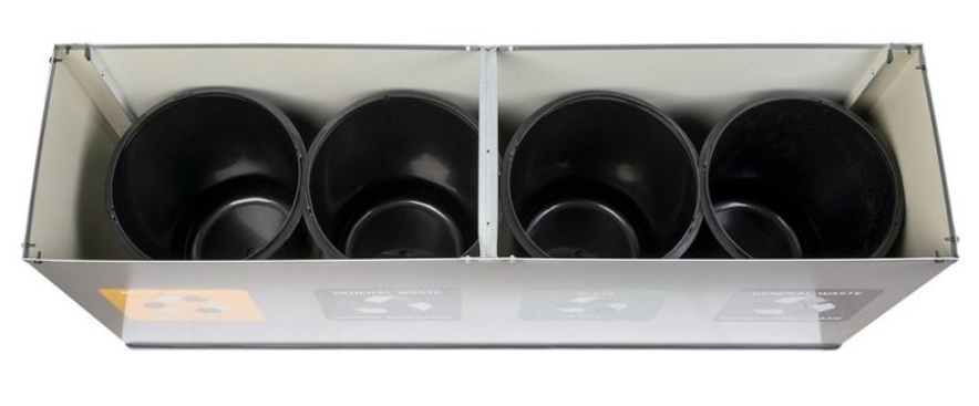 Stacja Segregacji Odpadów 4x12L EKO STATION BIAŁA | PAPIER PLASTIK SZKŁO ZMIESZANE - obrazek 3