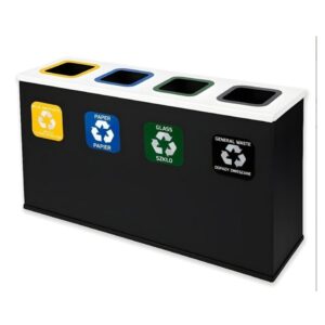 Stacja Segregacji Odpadów 4x60L EKO STATION CZARNA/BIAŁA | PAPIER PLASTIK SZKŁO ZMIESZANE