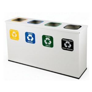 Stacja Segregacji Odpadów 4x60L EKO STATION BIAŁA | PAPIER PLASTIK SZKŁO ZMIESZANE