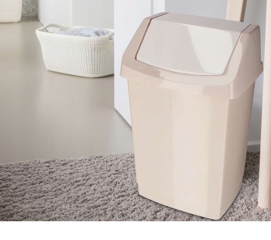 Kosz CURVER CLICK 25l na śmieci z uchylną klapką BEŻOWY - obrazek 3