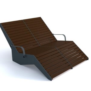 Leżak wypoczynkowy, ogrodowy parkowy ODY z podłokietnikiem podwójny