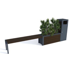 Zestaw ławka bez oparcia + donica +kosz na śmieci