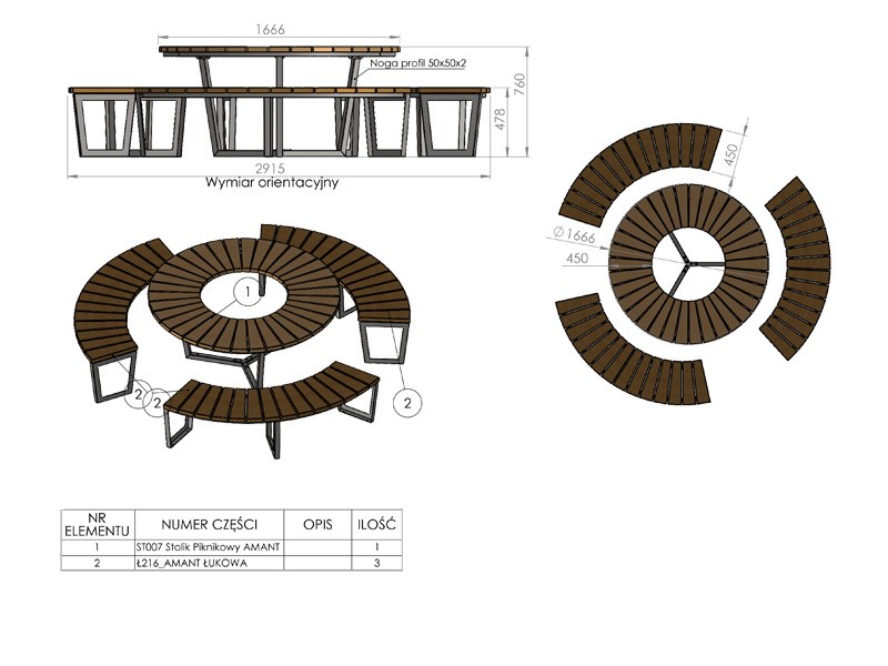 Zestaw mebli ogrodowy parkowy AMA 2 - obrazek 4