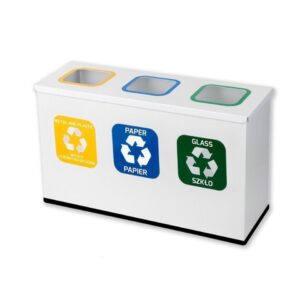Trójkomorowa Stacja Segregacji Odpadów 3x12L EKO STATION BIAŁA PAPIER PLASTIK ZMIESZANE