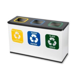 Trójkomorowa Stacja Segregacji Odpadów 3x12L EKO STATION BIAŁA/CZARNA PAPIER PLASTIK ZMIESZANE