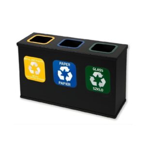 Trójkomorowa Stacja Segregacji Odpadów 3x12L EKO STATION CZARNA PAPIER PLASTIK ZMIESZANE