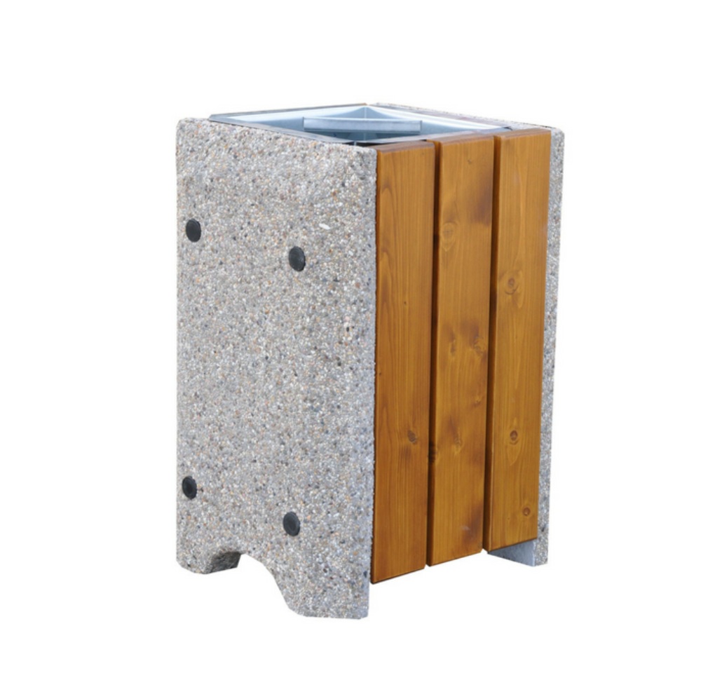 Kosz betonowy z elementami drewna 60 l