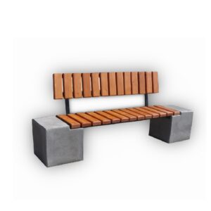 Ławka z drewnianym siedziskiem betonowa  PRES 3
