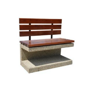 Ławka z drewnianym siedziskiem i oparciem betonowa AZUR 1