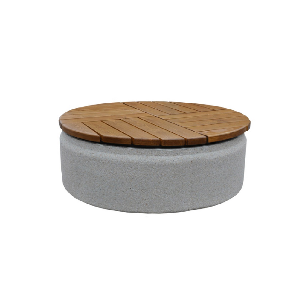 Ławka z drewnianym siedziskiem betonowa BELLA