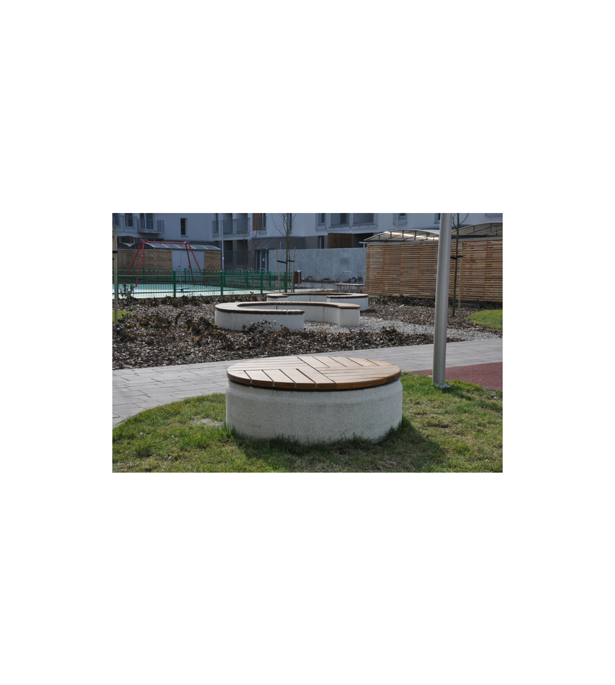 Ławka z drewnianym siedziskiem betonowa BELLA - obrazek 4