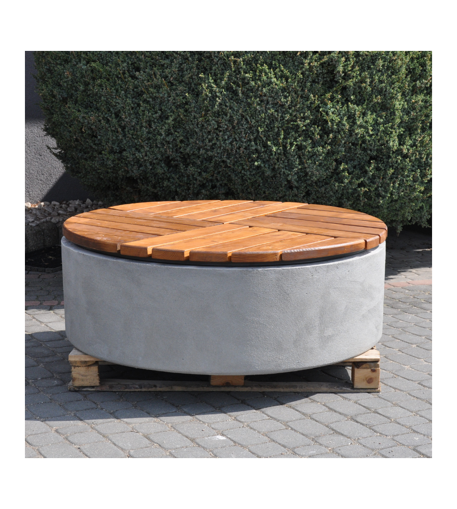 Ławka z drewnianym siedziskiem betonowa BELLA - obrazek 2