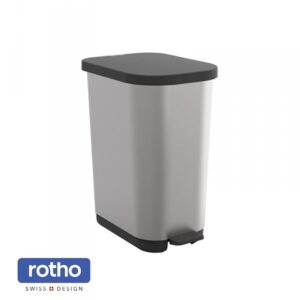Kosz na śmieci 35L ROTHO RIBO z pedałem srebrny