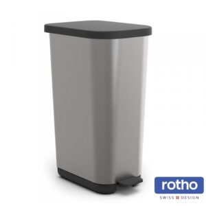 Kosz na śmieci 55L ROTHO RIBO z pedałem srebrny