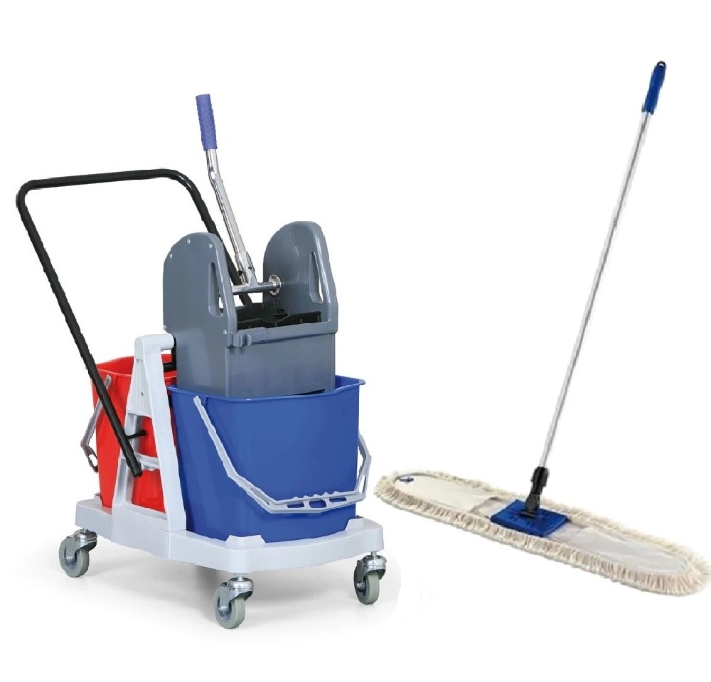 Zestaw Wózek sprzątający NEXUS 2x17L + Mop przemysłowy 100 cm